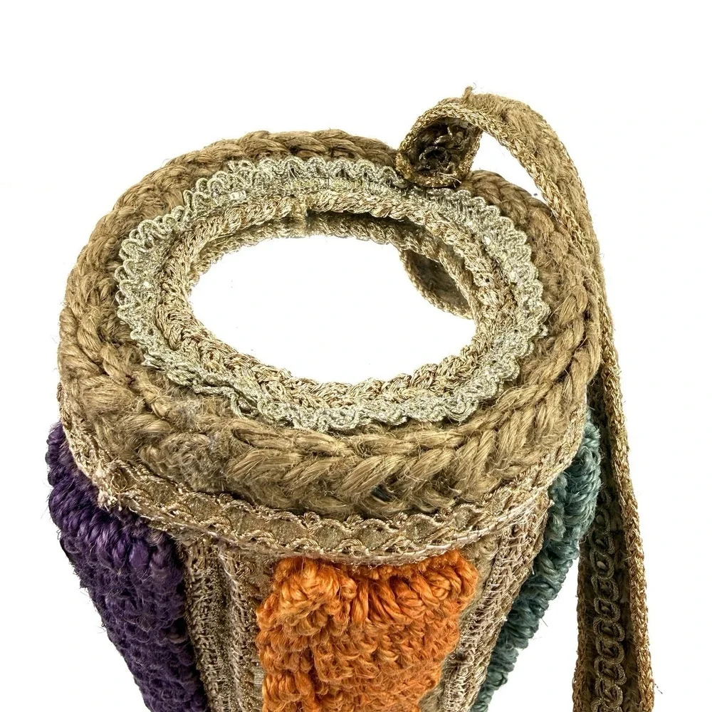 Free‎ People Be Boho Handbag Raffia Straw Barrel Colorful Festival Side Mirrors